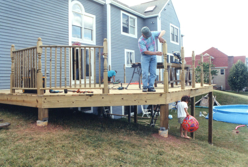 building the deck railings.